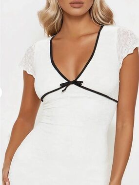 Fashion Nova White Dress with Black Trim
